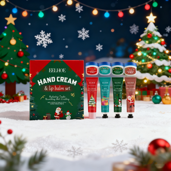 Private label Christmas hand cream and lip balm gift set