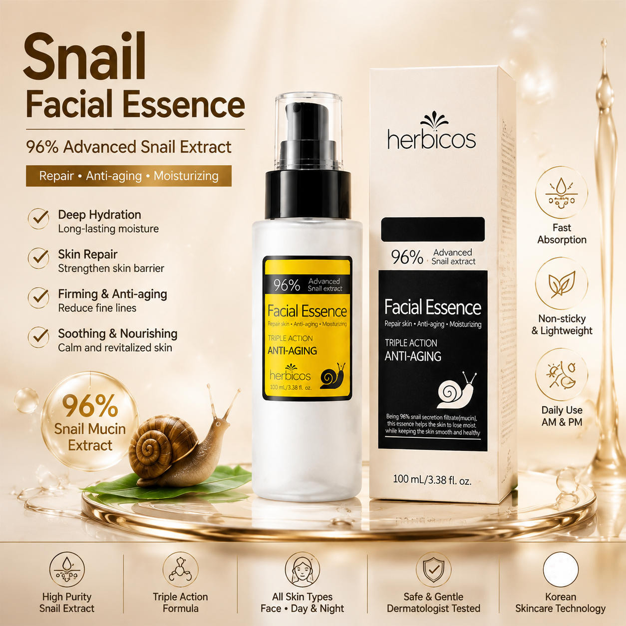 OEM 96% Snail Mucin Power Essence Serum